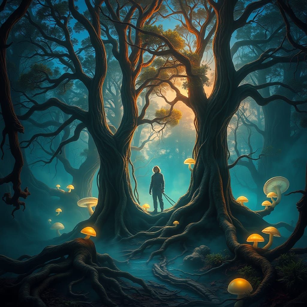 Mystical Forest Guardians in Ethereal Twilight: Matte Painti...