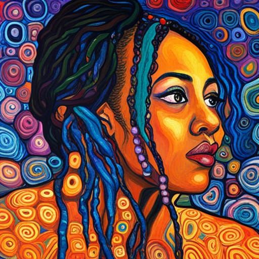 Psychedelic Woman in Spanish Goth Klimt Style