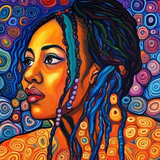 Psychedelic Woman in Spanish Goth Klimt Style