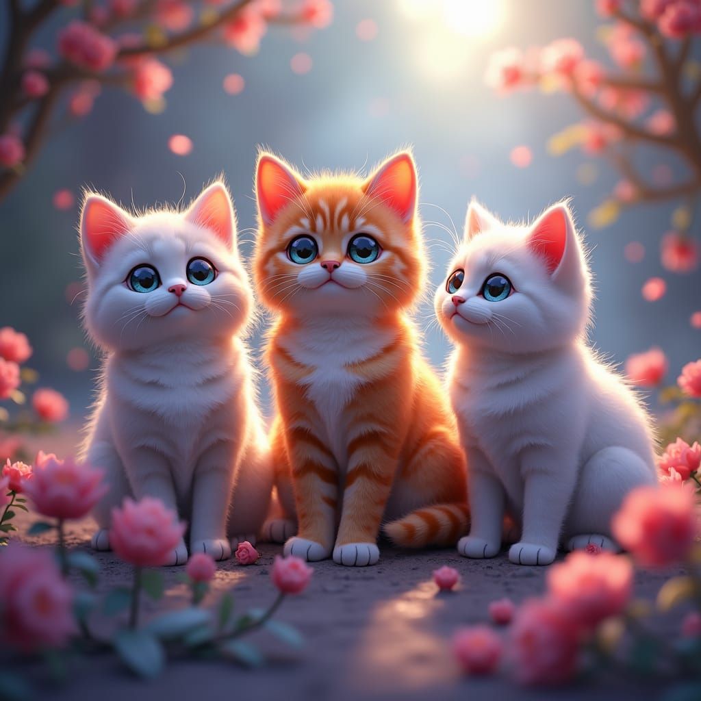 Dreamlike Cats in Fantasy Concept Art Style