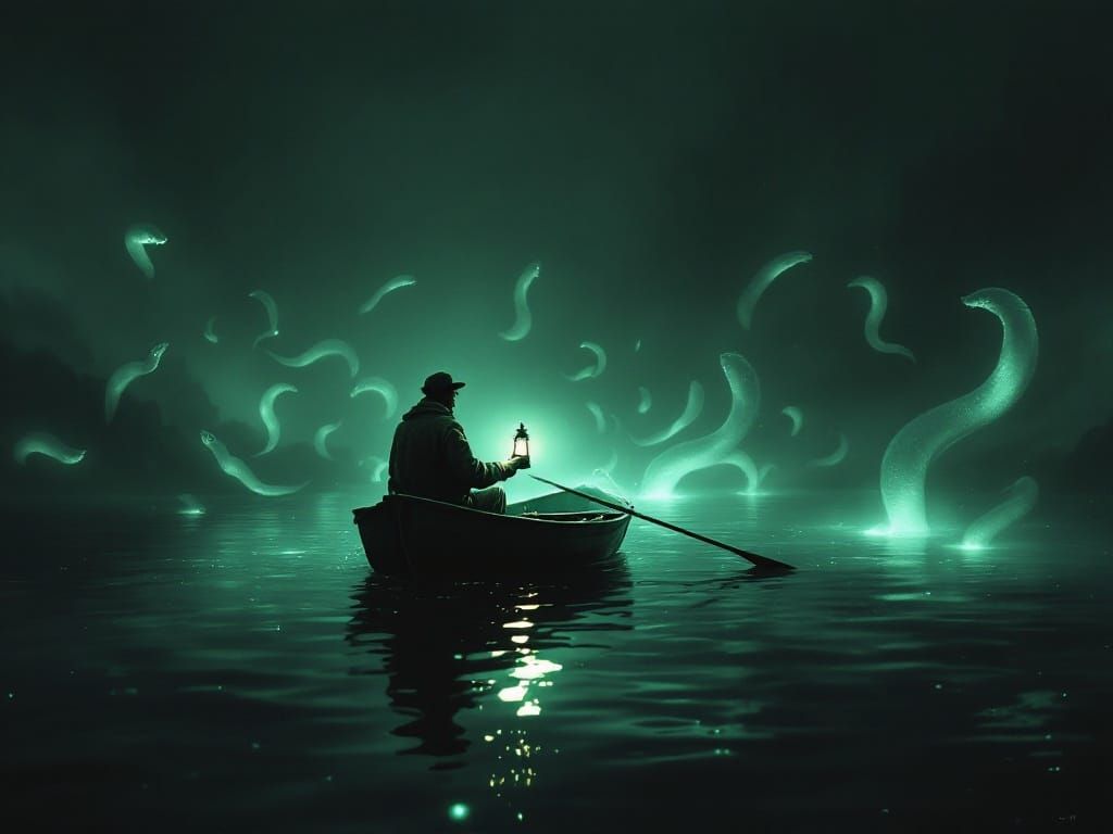 Probably some local fisherman, out for a pleasure cruise, at night... in... eel-infested waters...