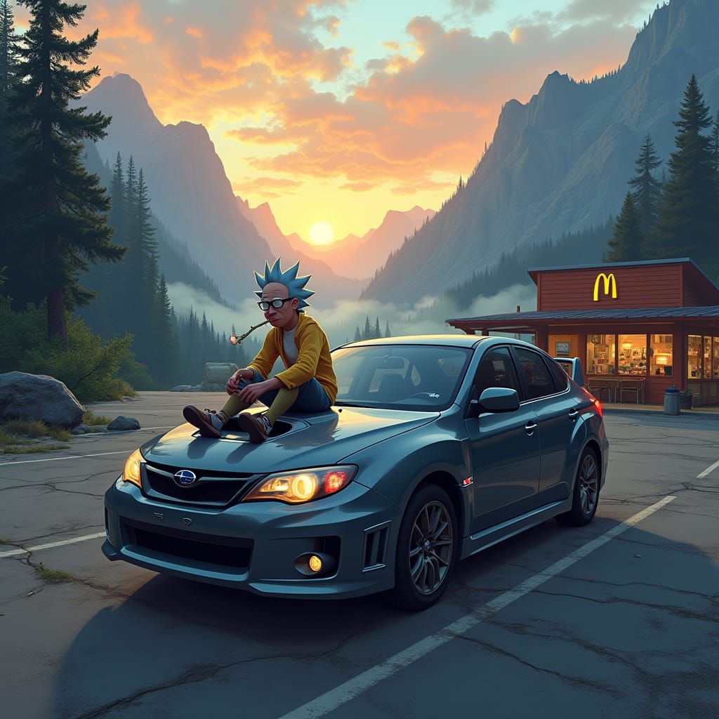 Dark Grey Subaru Impreza WRX at McDonald's in the Mountains ...