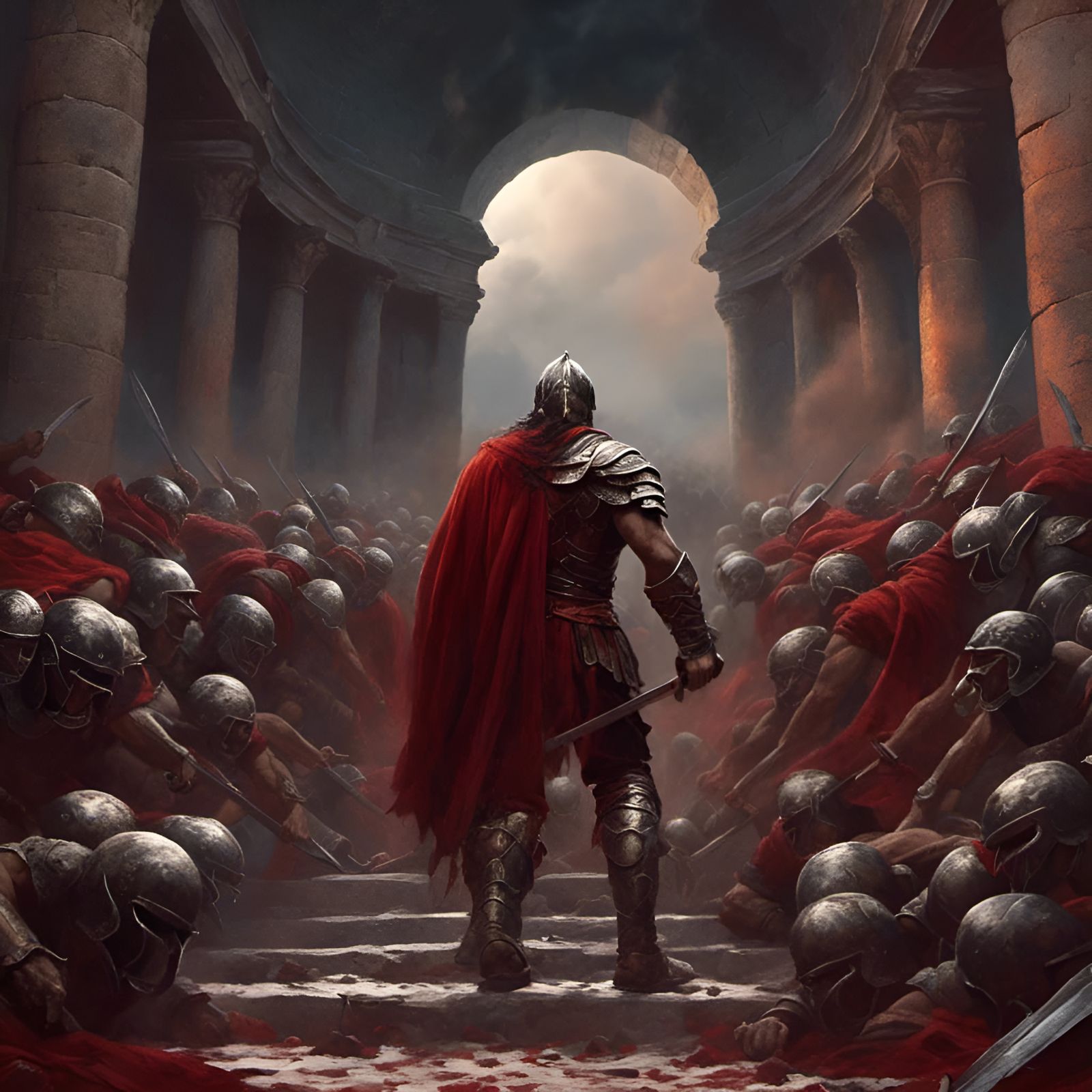 Roman Gladiator in Colosseum, Gustave Doré Illustration