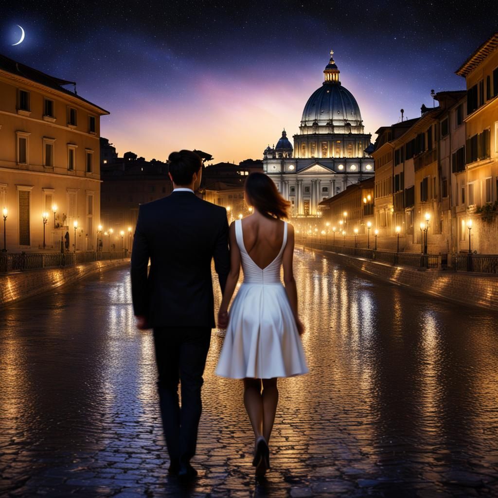 Romantic Date Night in Rome Under Moonlight