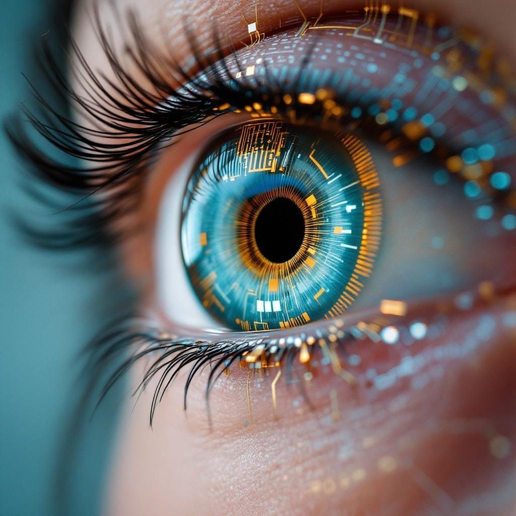 Futuristic Eye Macro Photography in Hyper-Realistic Style