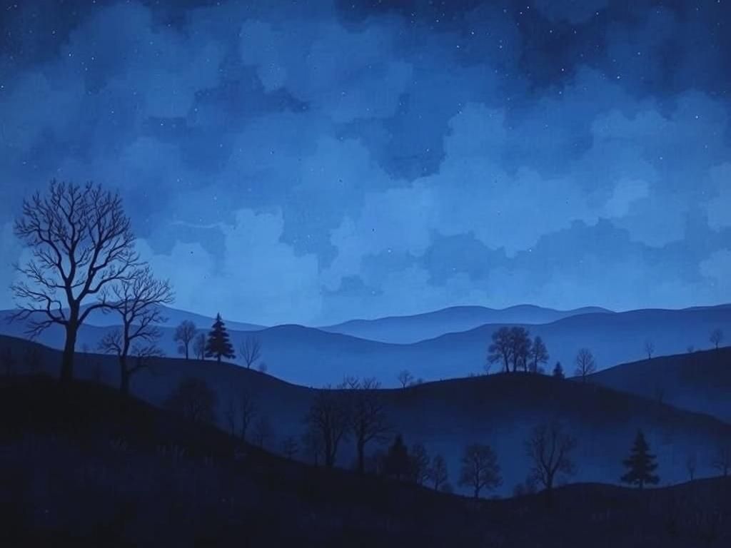 Mysterious Night Landscape in Art Nouveau Style