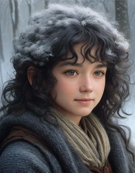 Joyful Winter Hobbit in Brushed Charcoal Style