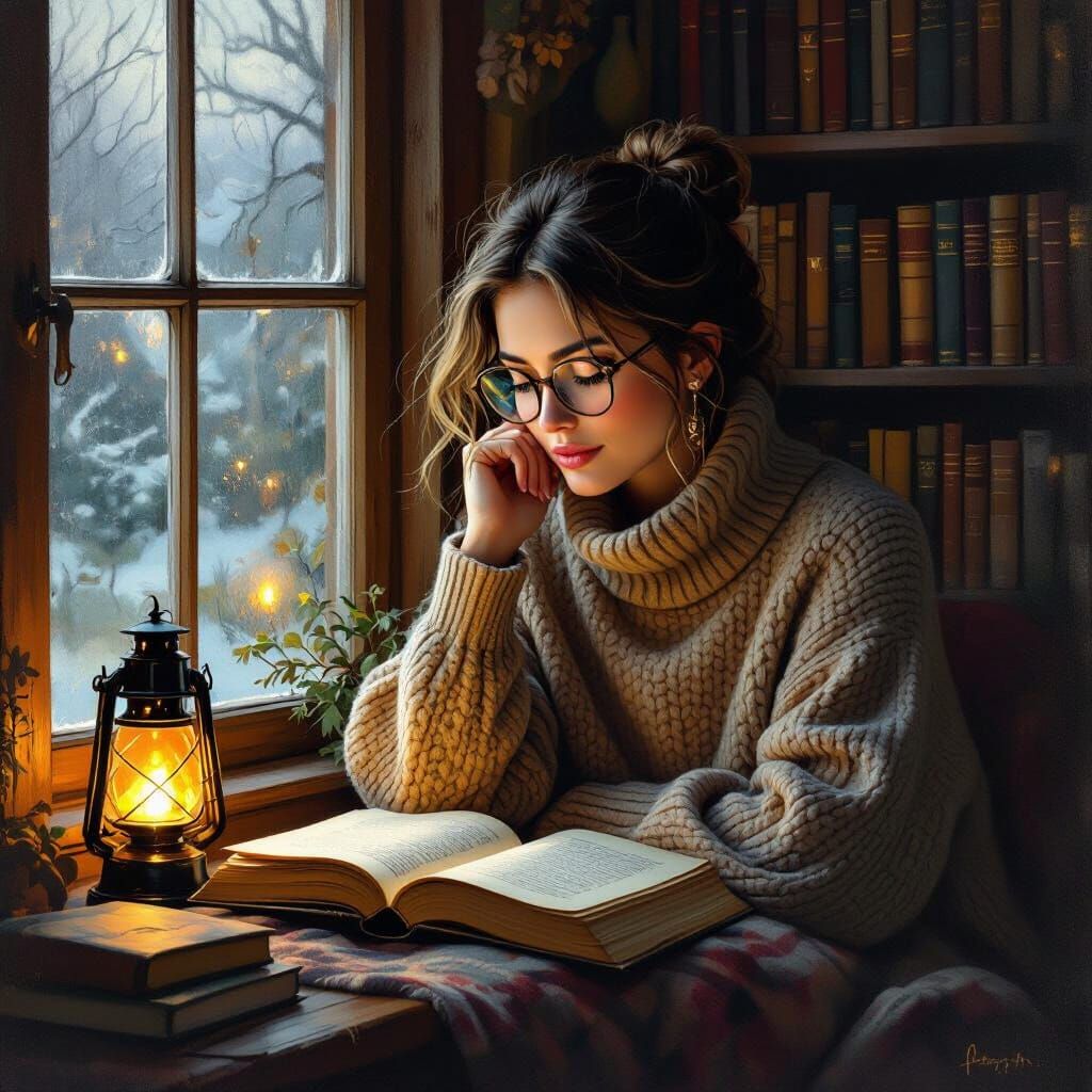 Cozy Cottage Scene in Painterly Style