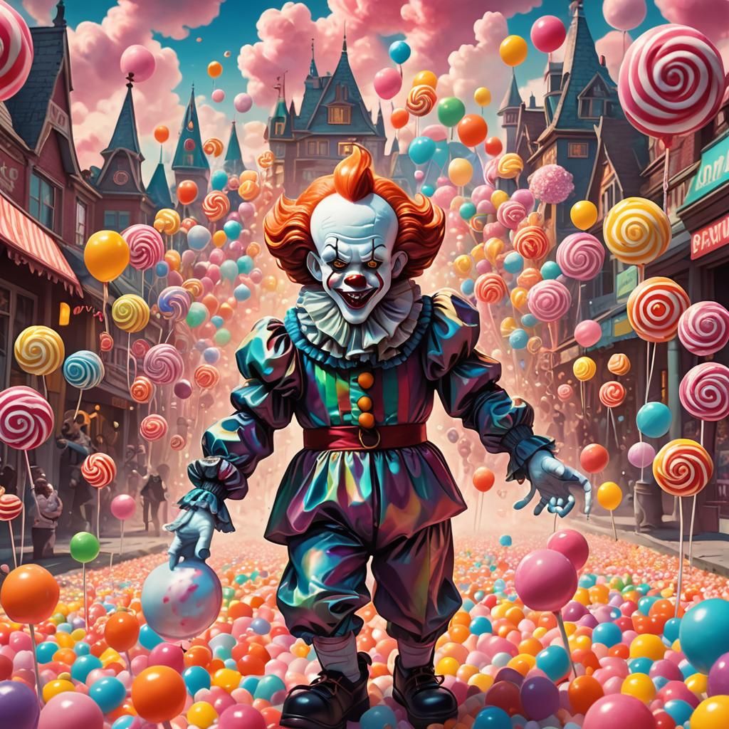 Pennywise in Candyland: A Candy Art Illustration