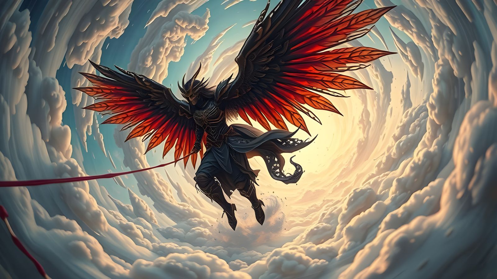 Warrior Angel Ascending in Surrealist Romanesque Style