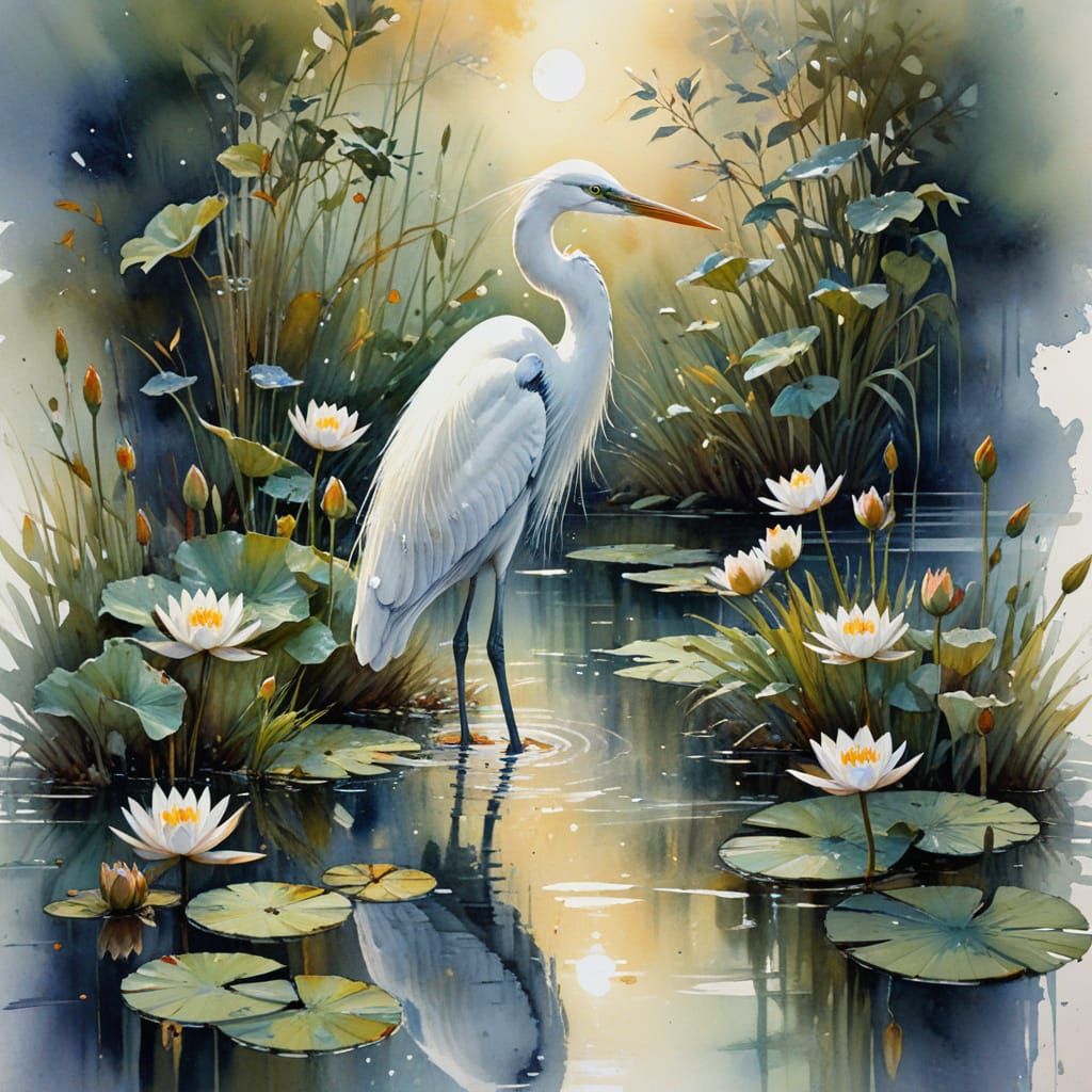 Whispers of the Moonlit Heron