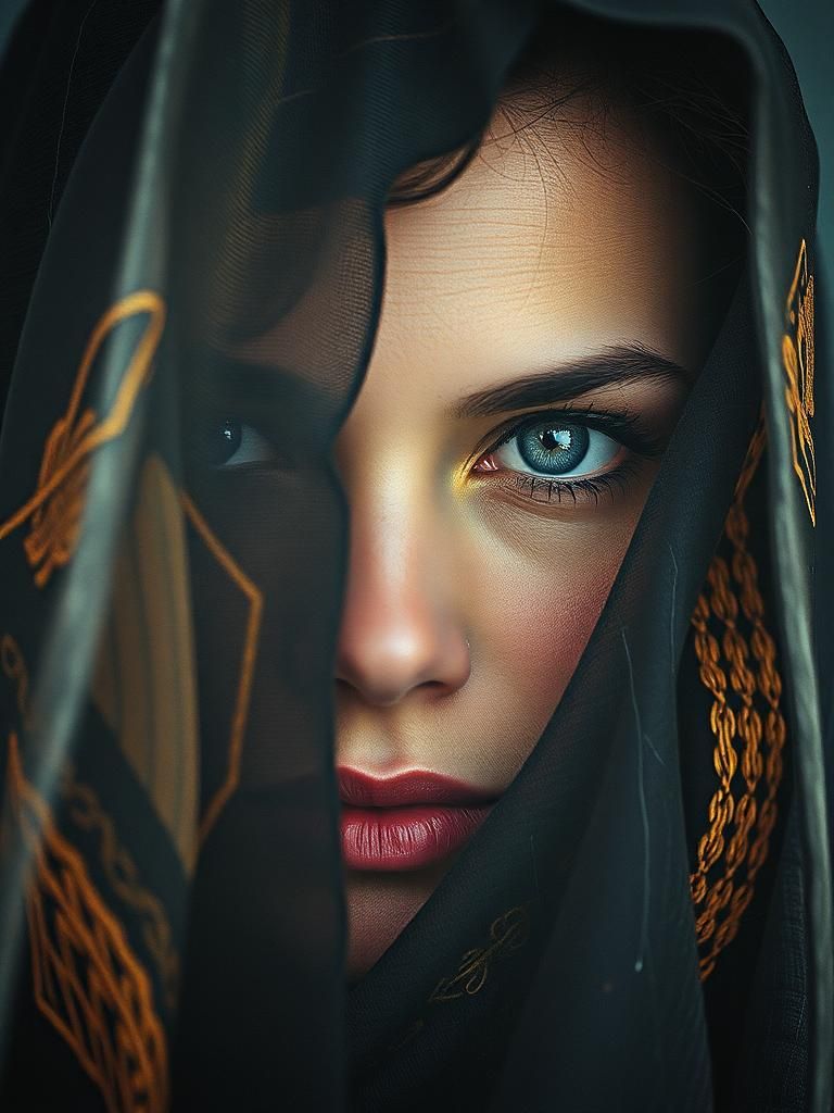 Elegant Portrait of Algerian Woman in Soft Fabric