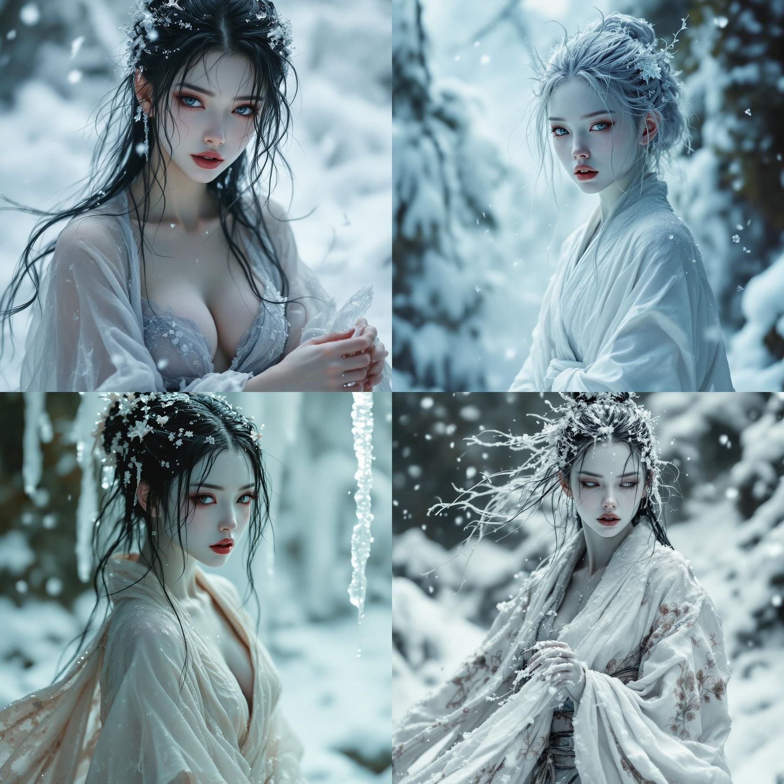Fierce Yuki-Onna: Beautiful Snow Spirit Temptress