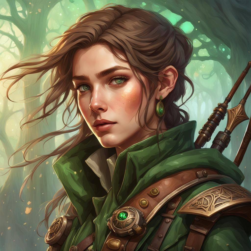 Elven Steampunk Archer Portrait in 8K Resolution