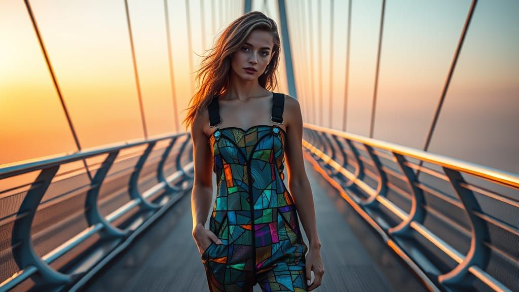 Stunning Hyperrealistic Portrait of a Model in Stained Glass...