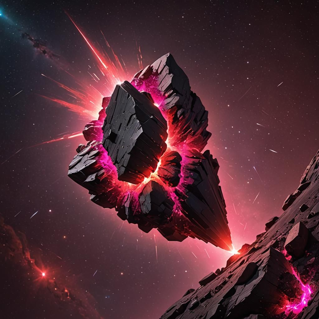 Glowing Red and Magenta Meteor Fragment