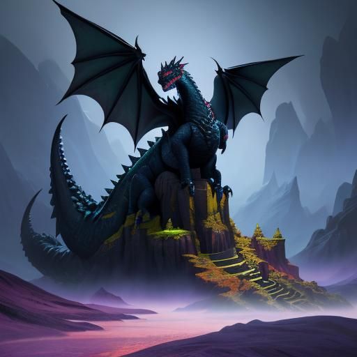 Detailed Matte Painting of Toothless the Dragon
