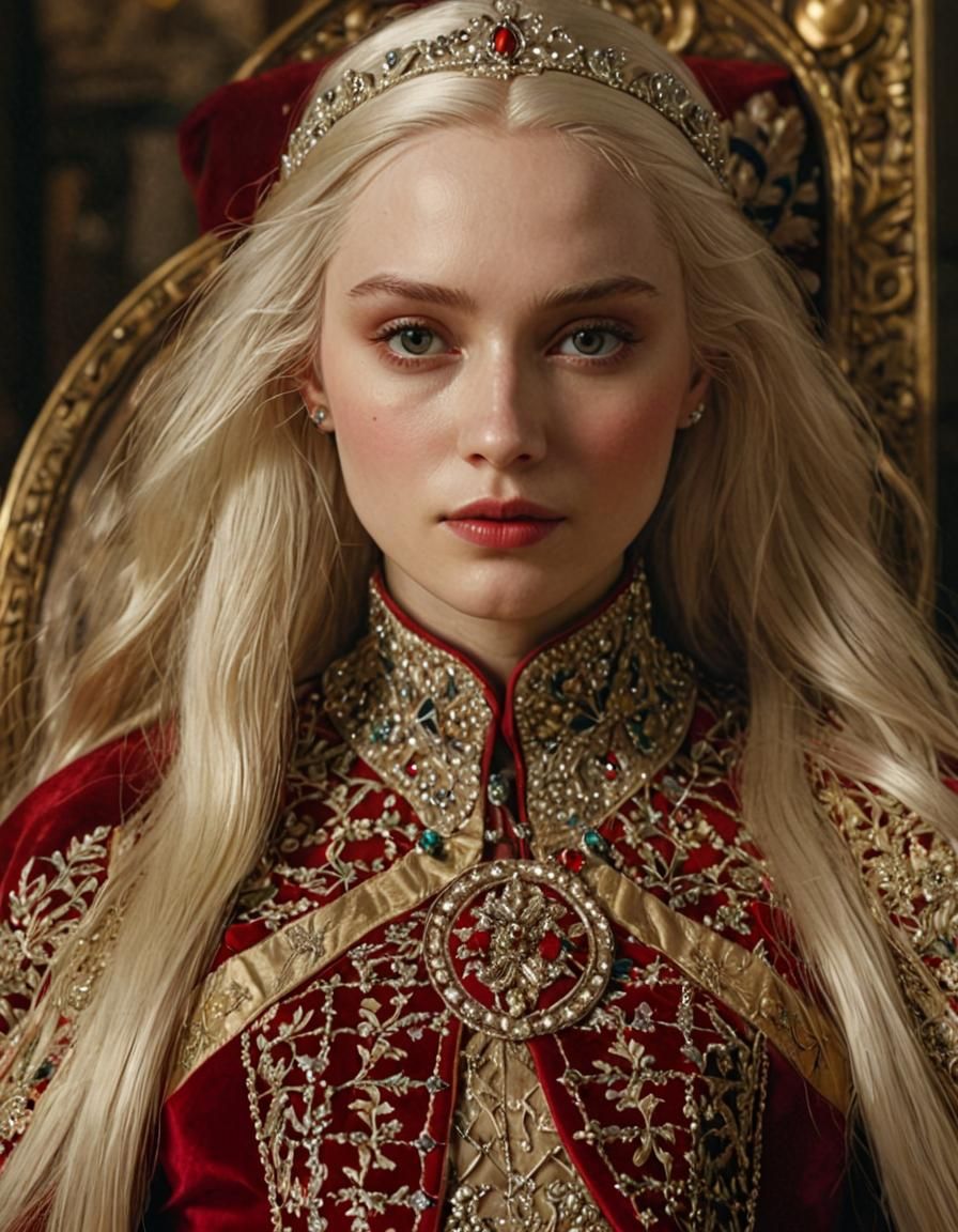 Medieval Princess Portrait in Luxurious Throne Room