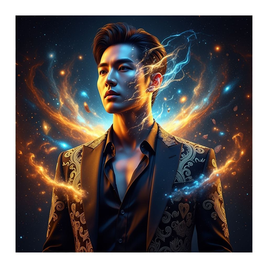 Jackson Wang Radiates Celestial Energy in Cosmic Space