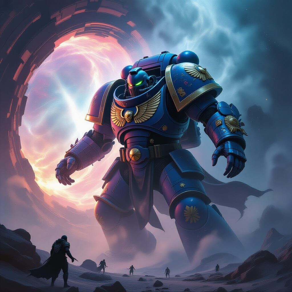 Cosmic Angel Emerges from Nebula in Surreal Style