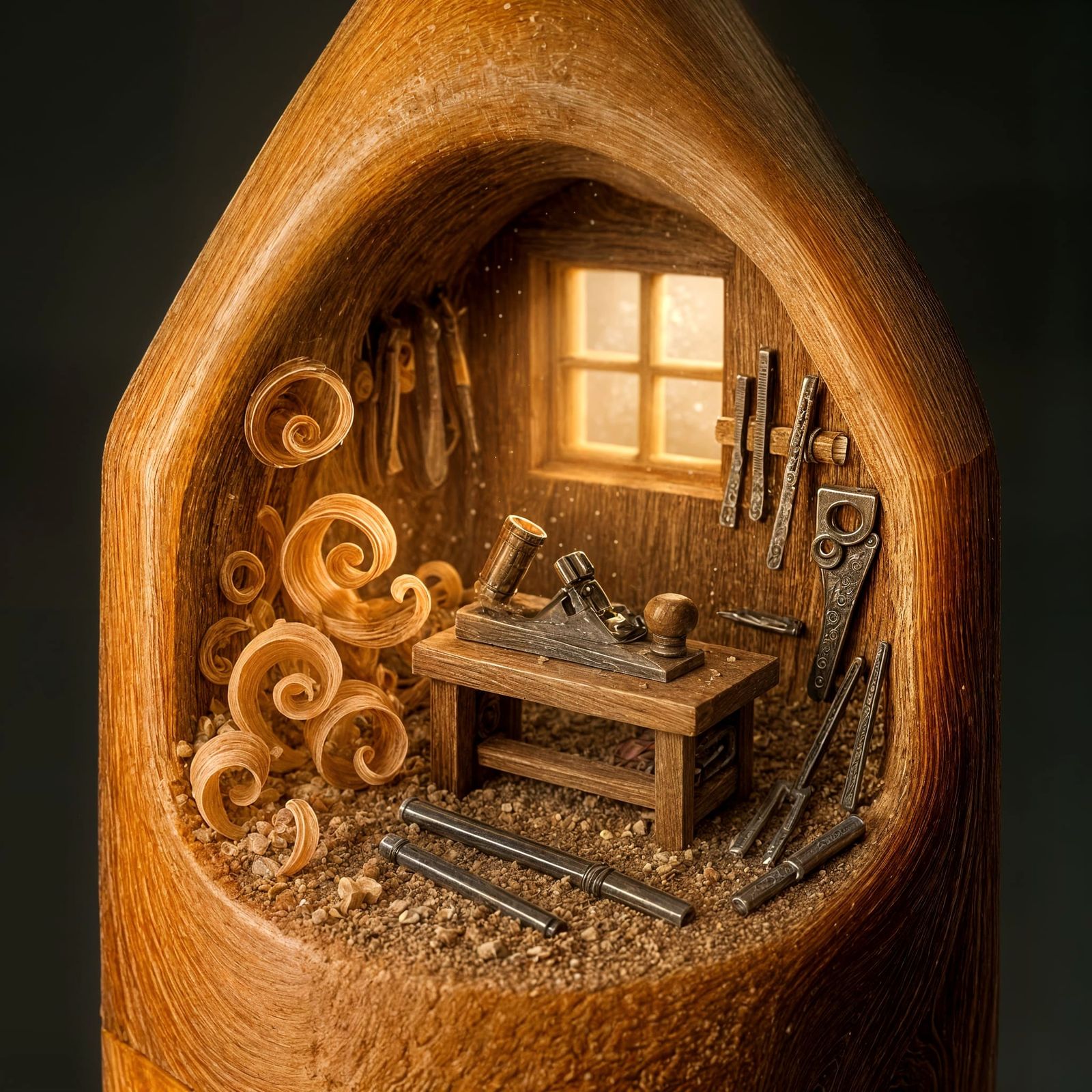 Macro Photo: Carpenter's Studio Inside a Crayon