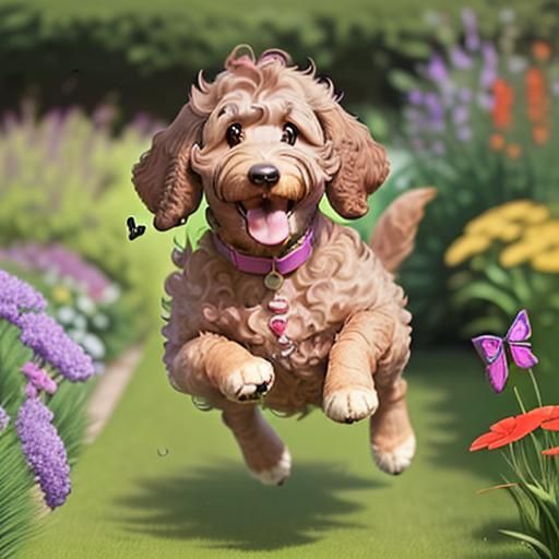 wooferdoodle chased butterflies in the garden, his floppy ears bouncing with joy."