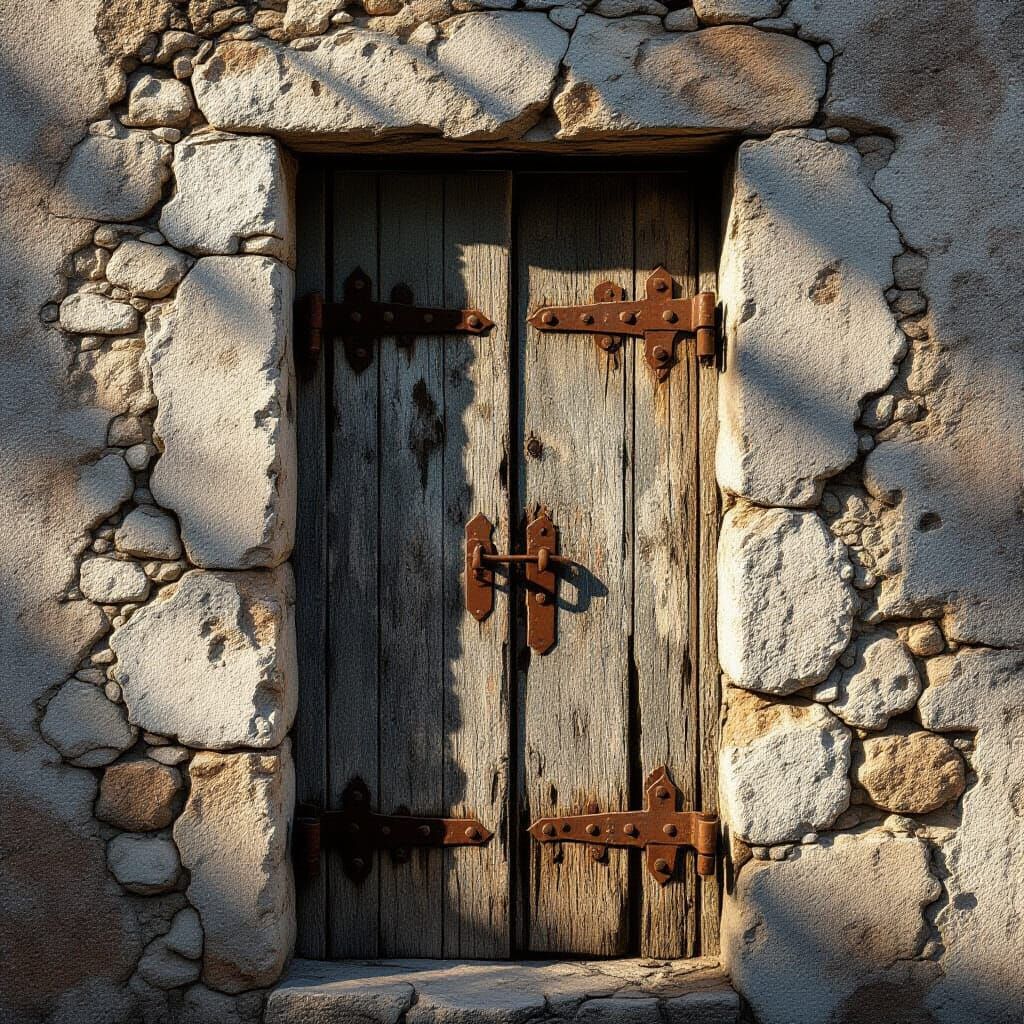 Weathered Door with Peeling Paint in 8K