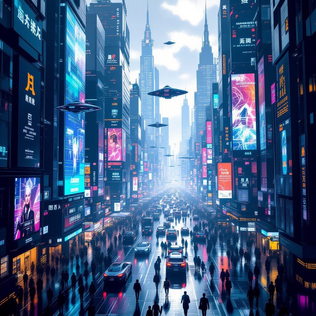 Year 9000 Futuristic City with Flying Cars