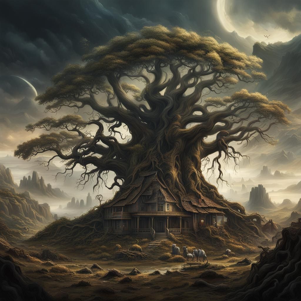 Intricate Roots in Dramatic Digital Painting