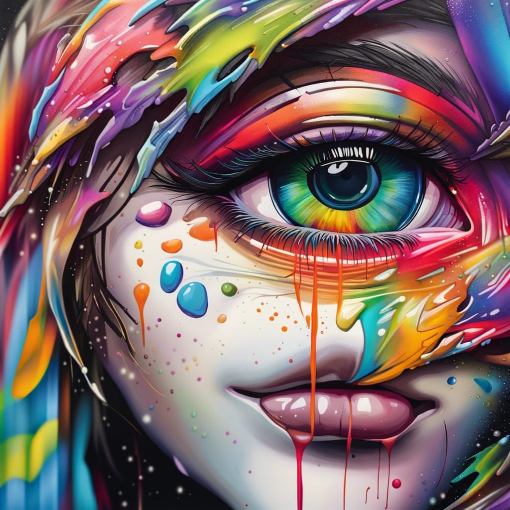 Rainbow Butterfly Eyes in Graffiti Art Style