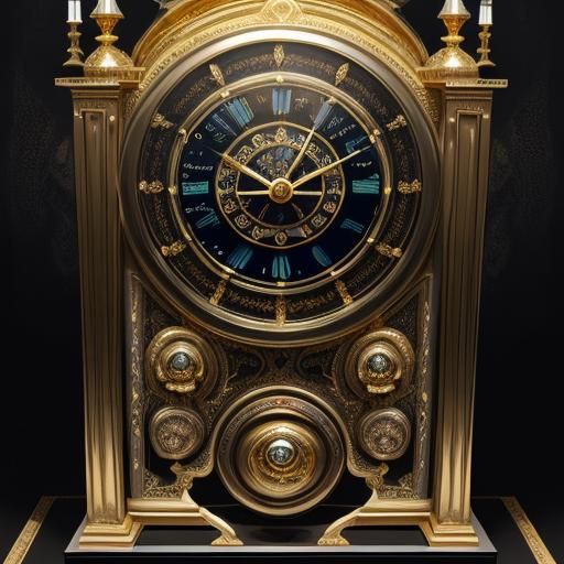 Ornate French Clock with Brass Inlay: Hyperrealistic Oil Pai...