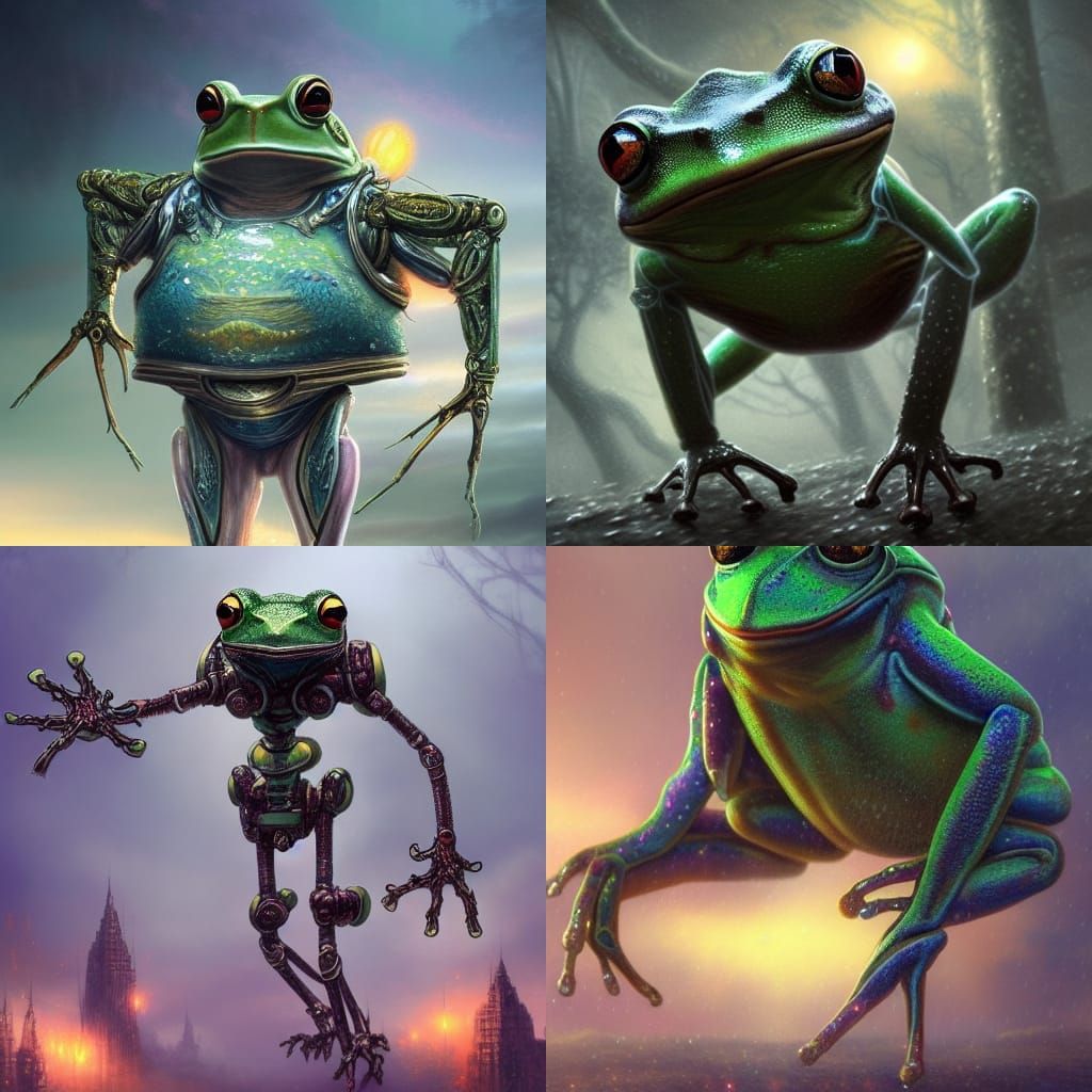Magicpunk Frog Mech in Ethereal Digital Painting