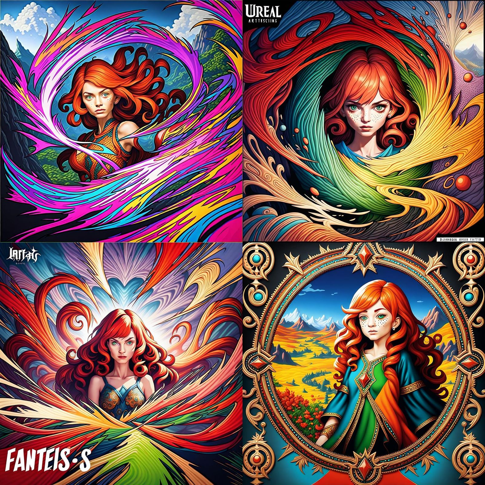 Woman with Ginger Hair, Freckles: Fantasy Art