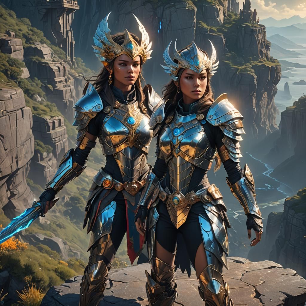 Fantasy Warrior Overlooking a Fantastical World