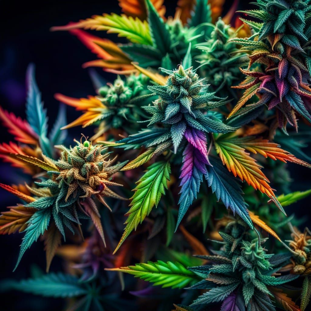 Colorful Marijuana Plant: Hyperrealistic 8K Photo