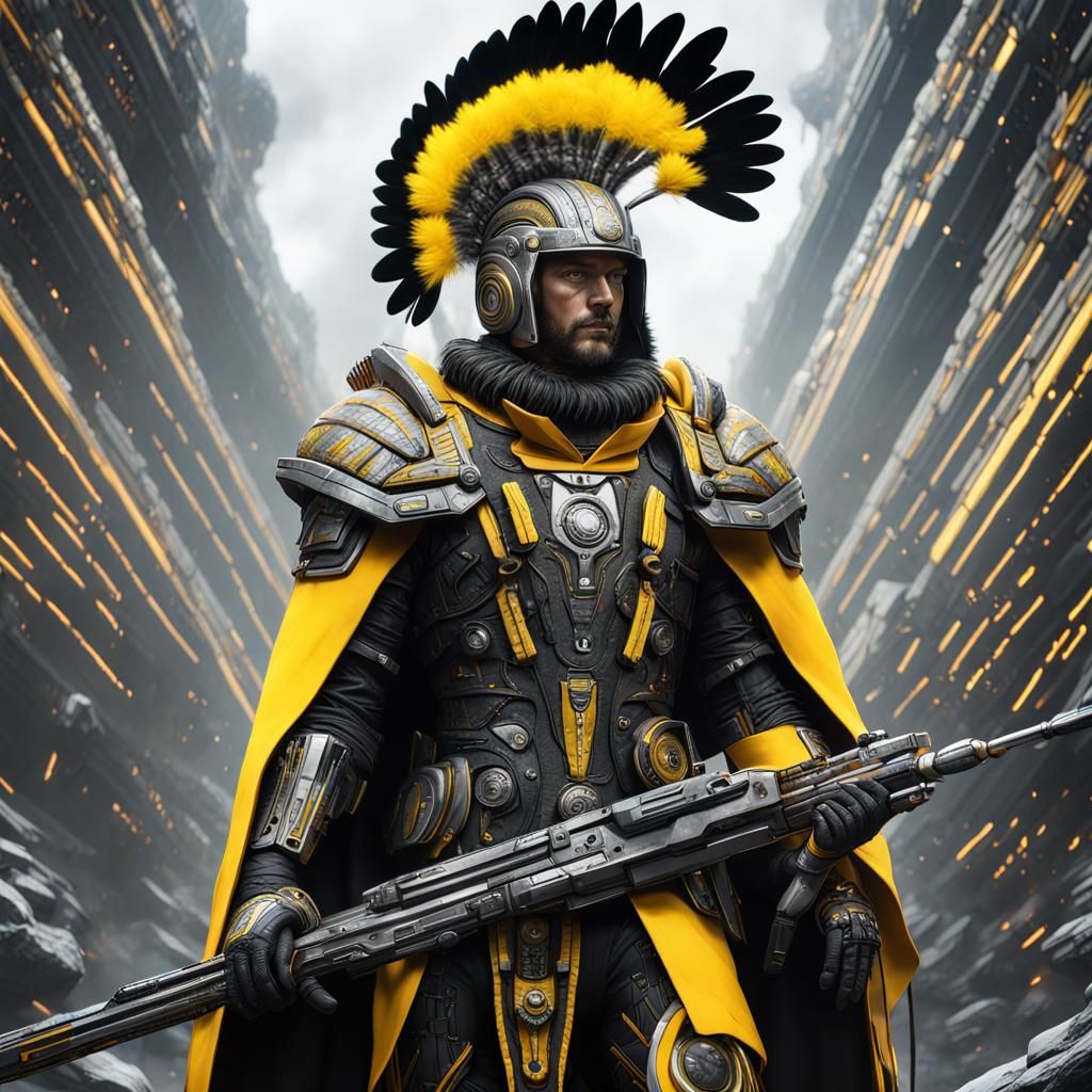 Intergalactic Roman Hunter in Futuristic Tech Gear