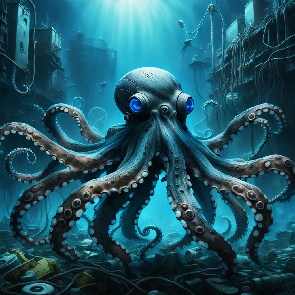 Robotic Octopus in Polluted Ocean: Biomechanical Surrealism
