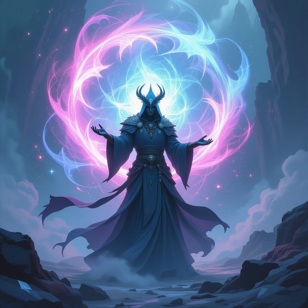 Mystical Being Wielding Godlike Power in Dreamlike Realm