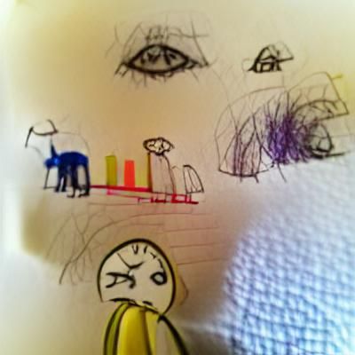Simple Child's Drawing of a Sulking Figure
