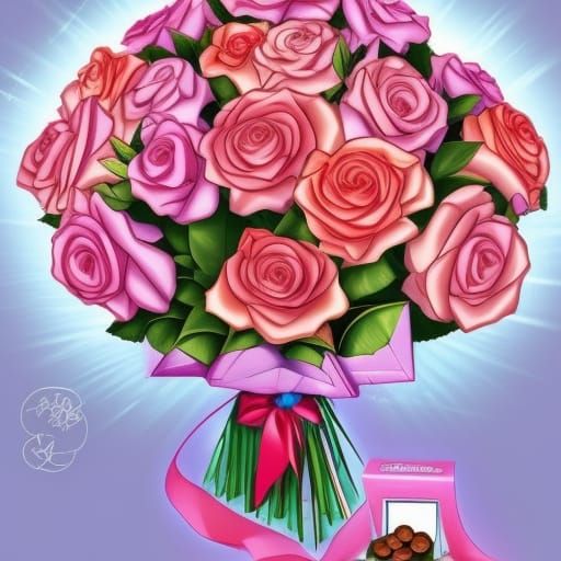 Romantic Roses and Chocolates in Anime Style