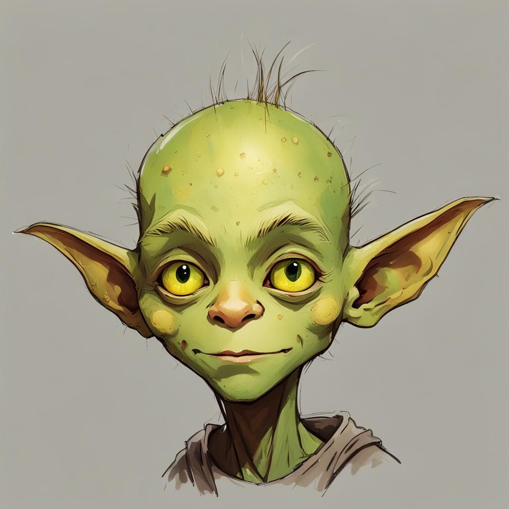 Slender Goblin Boy Portrait in Detailed Fantasy Style