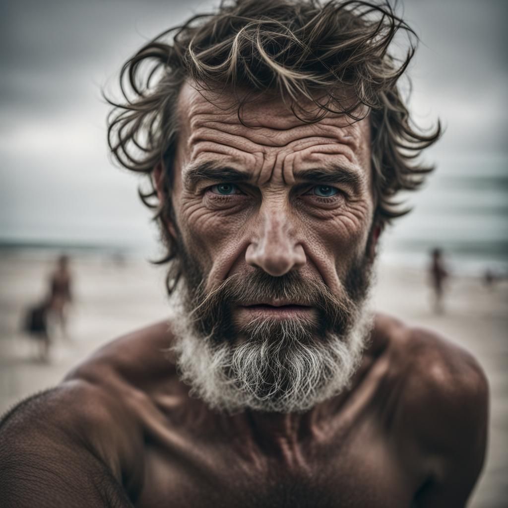 Hairy Men on the Beach Portrait