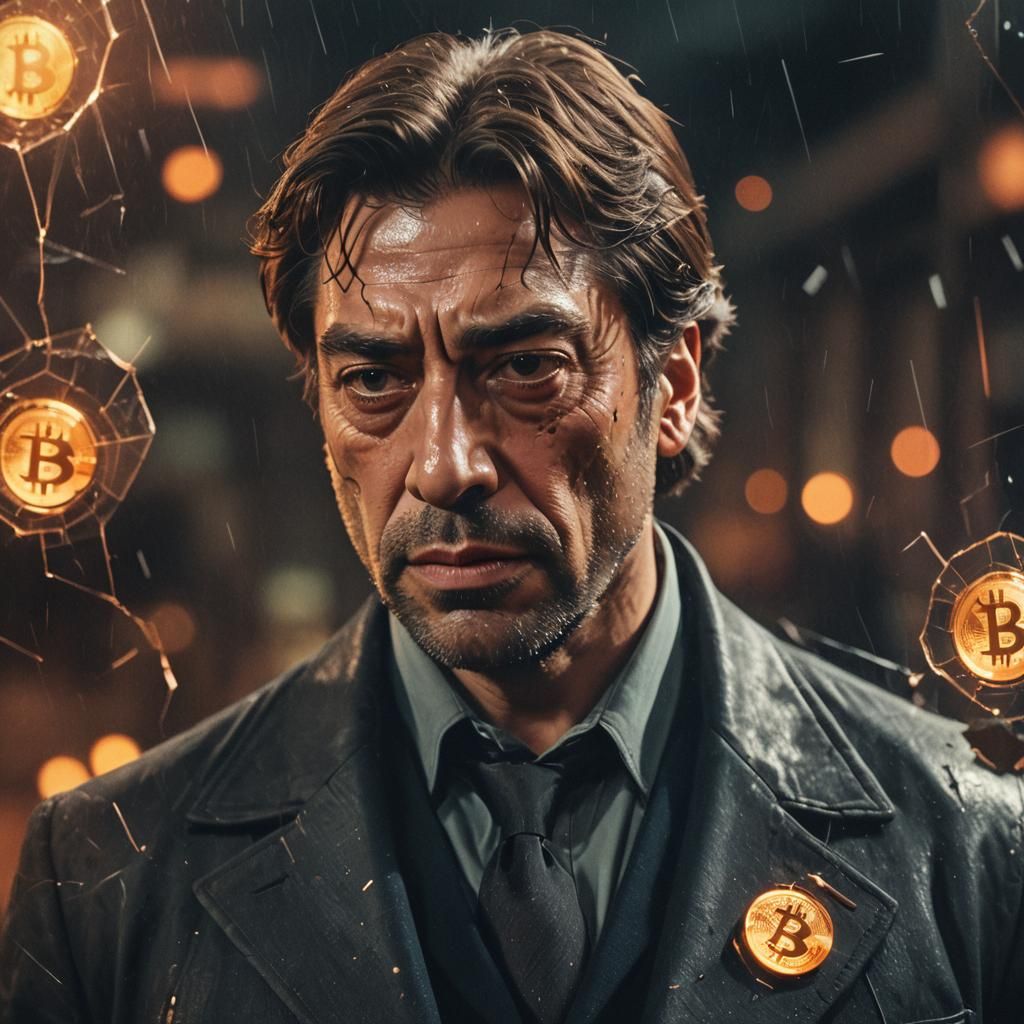 Javier Bardem and Bitcoin in Neo-Noir Film Still