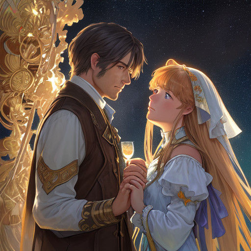 Cosmic Couple in Golden Hour Glory