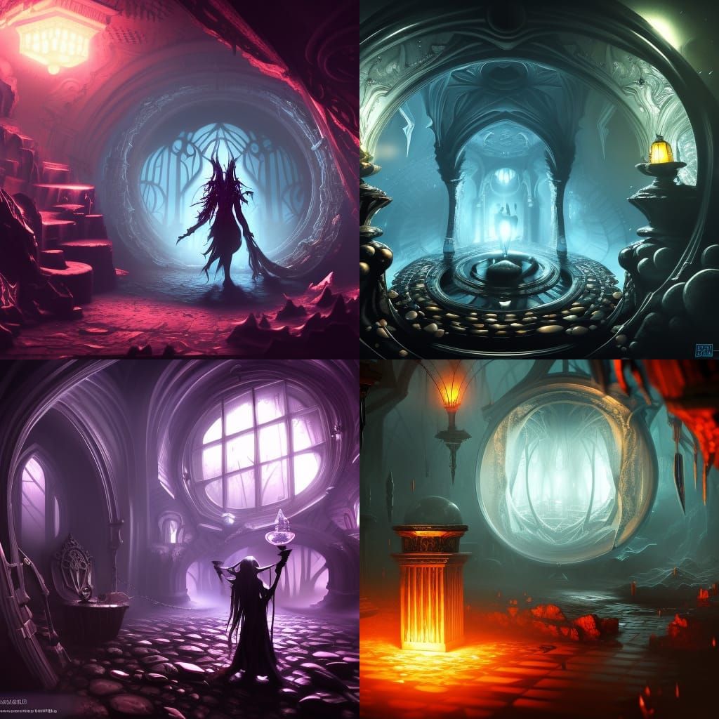 Underworld in Crystal Ball: Dark Fantasy Concept Art