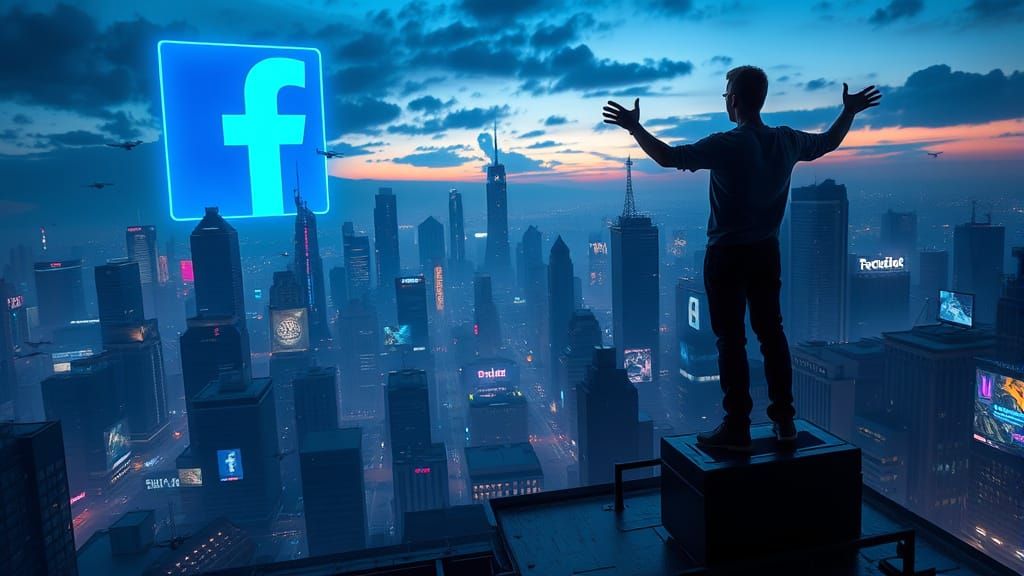 Cyberpunk Dystopia: Zuck's Blue Blueprint Album Cover