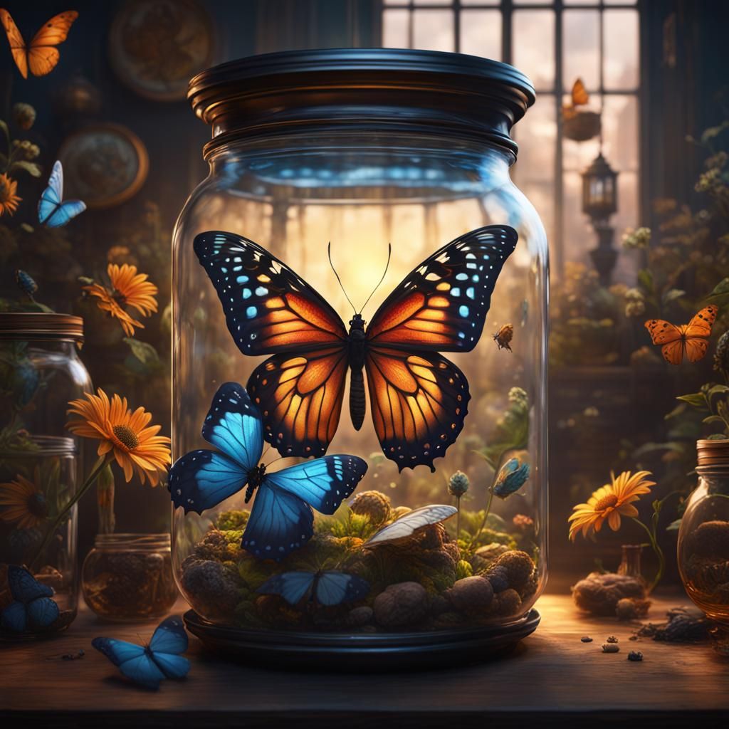 Butterfly in a Jar: Detailed Matte Painting