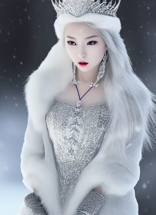 Snow Queen: Korean-Indian Goddess in White Diamonds