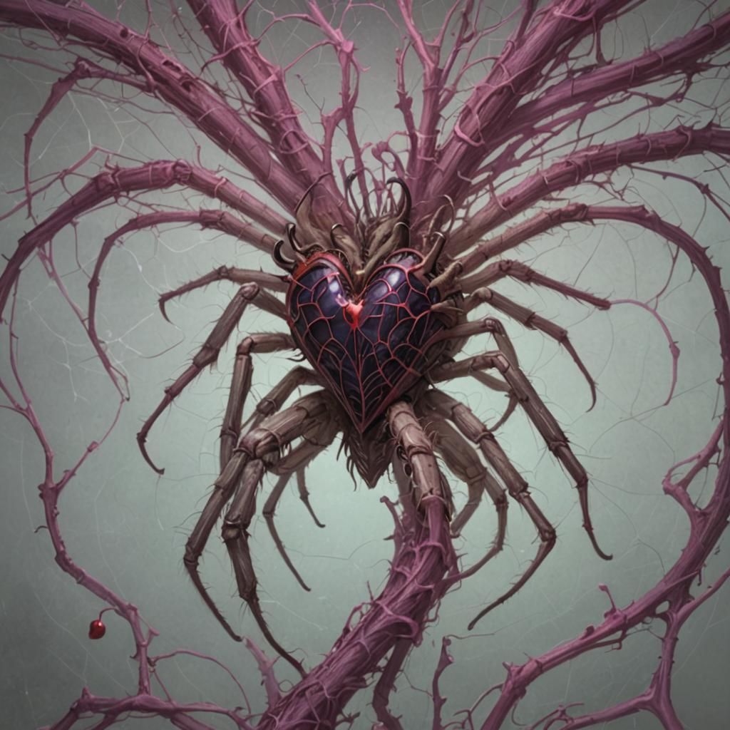 Surreal Spider Heart Anatomical Illustration
