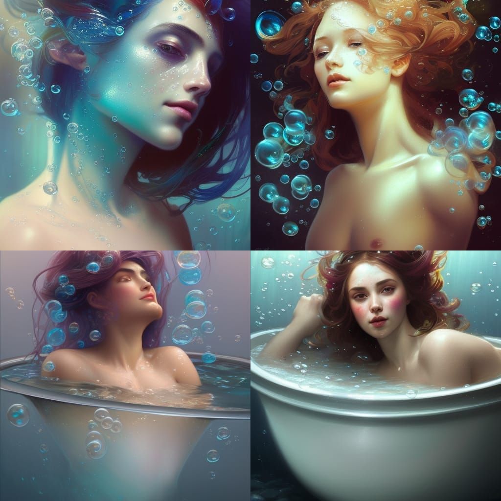 Mermaid in Bubbles: Hyperdetailed Art Portrait